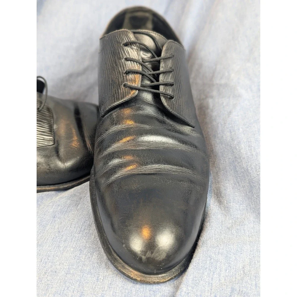 Louis Vuitton Mens Black Leather Epi Derby Shoes Made in Italy Size 9.5